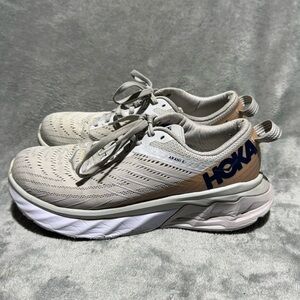Hoka Beige and Gray Athletic Shoes